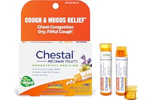 Boiron Chestal Pellets for Cough and Mucus Relief, Nasal or Chest Congestion, and Sore Throat Relief - 2 Count (160 Pellets)
