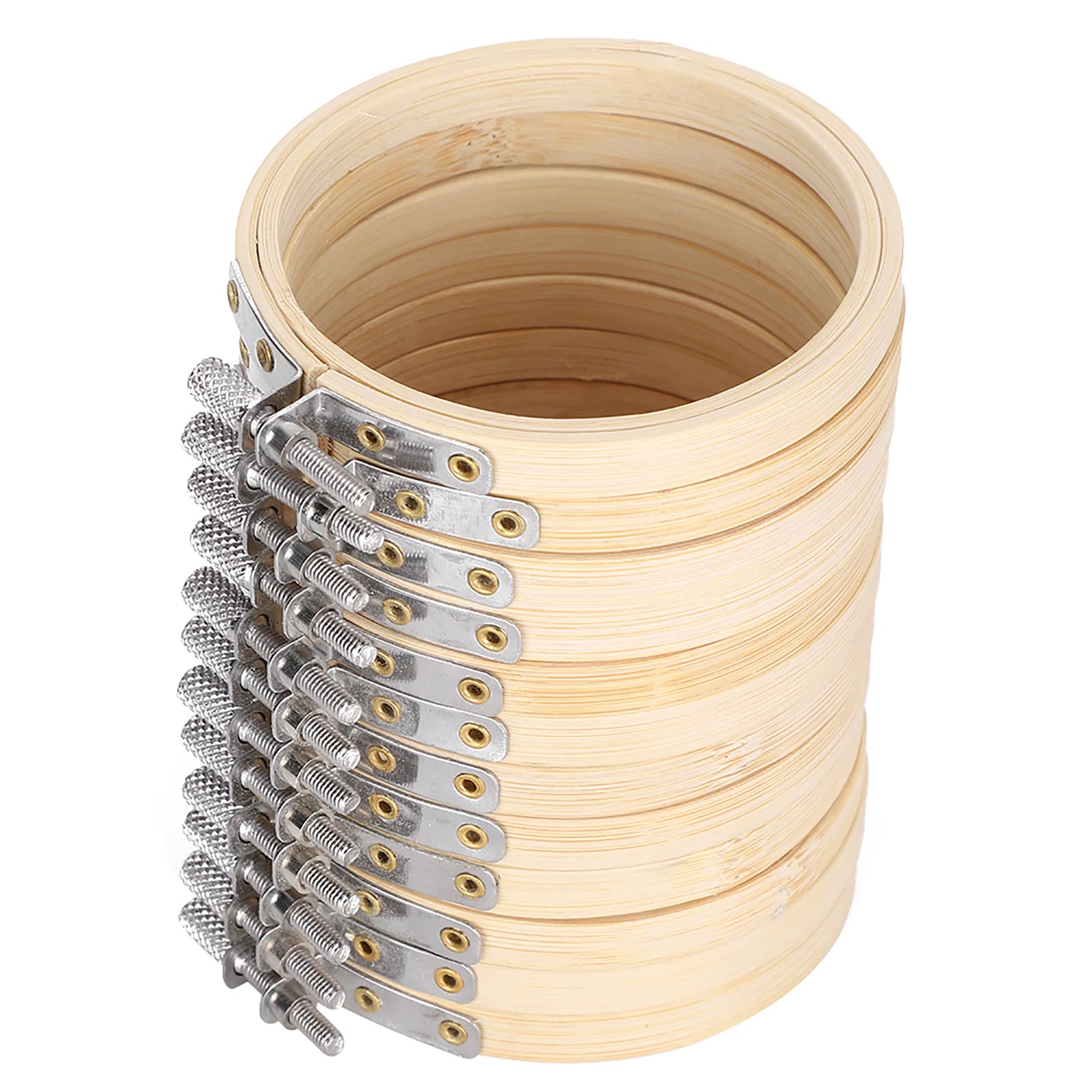 12Pcs 3.5Inch Bamboo Embroidery Hoops Wooden Round Adjustable Circle Cross Stitch Hoop Ring for Art Crafting Handy Sewing Cross Stitching