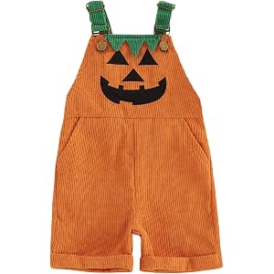 Toddler Baby Boy Halloween Outfits Pumpkin Overalls Corduroy Romper | Toddler Halloween Corduroy Overalls, Pumpkin Ghost Embr