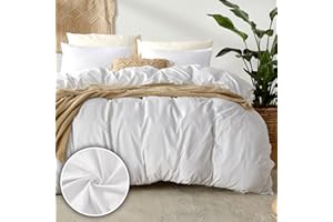 Dreamhood Duvet Cover Queen Size 90x90 and 2 Pillow Cases Soft Comfy Duvet Cover Set 3 Pieces with Button Closure Breathable Durable Bedding for All Seasons White