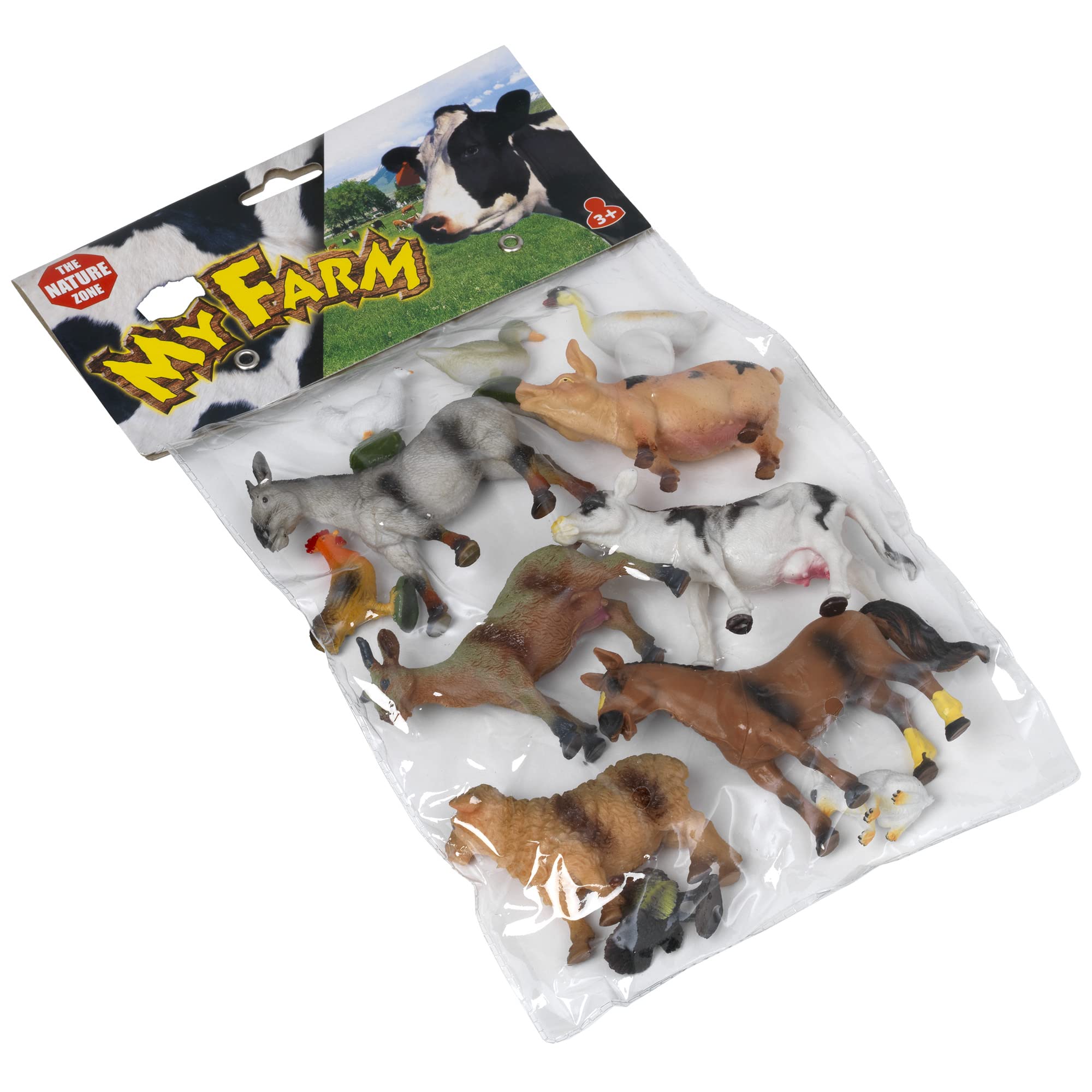 PETERKIN | My Farm - 12 Piece Farm Animal Figure Set | Includes horse, donkey, cow, sheep, goat, pig, chickens, duck, swan and rabbit | Farm Animals & Figures | Ages 3+