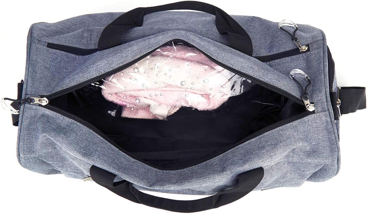 kasibon Sports Gym Bag with Shoes Compartment and Wet Pocket, Travel Duffle Bag for Men and Women, Grey - Image 4