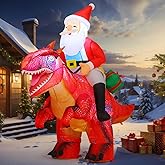 COMIN 5.2 FT Christmas Inflatables Outdoor Decorations, Blow Up Santa Claus Simulation Dinosaur with Built-in LEDs for Xmas Indoor Outdoor Yard Lawn Garden
