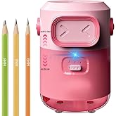 JXAVO Electric Pencil Sharpener for Classroom Home, Automatic Colored Pencil Sharpener for Kids, Auto Stop for 6-8mm No.2/Colored Pencils, Cute Pencil Sharpener Battery Powered, School Supplies,Pink