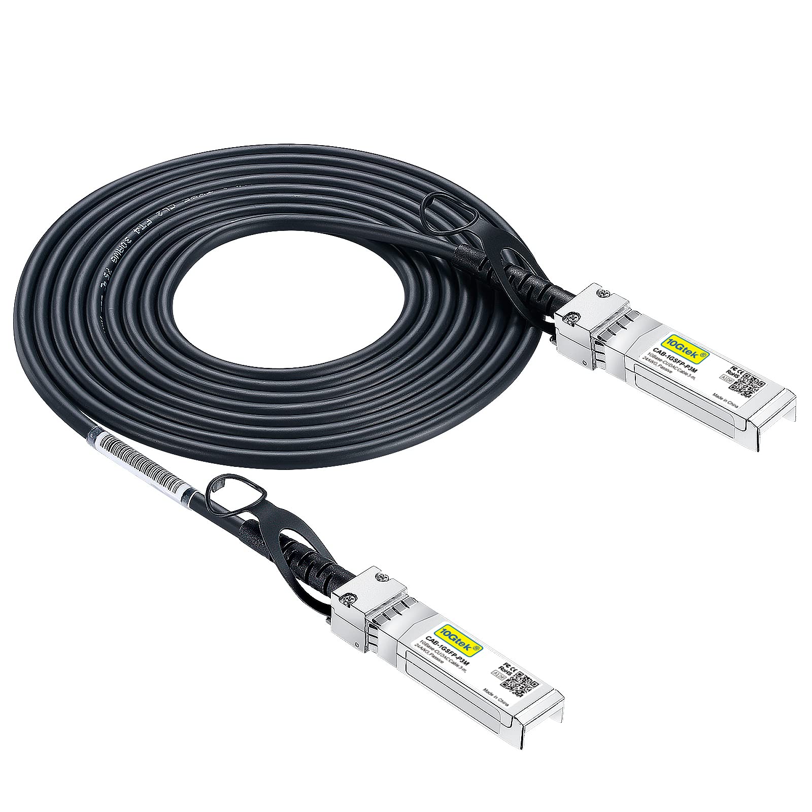 Photo 1 of 10Gtek 1.25G SFP DAC Twinax Cable - Gigabit Passive Direct Attach Copper Twinax SFP Cable for Cisco SFP-1GBASE-CU3M, Ubiquiti UniFi, Fortinet, Netgear, TP-Link and More, 3-Meter(10ft)