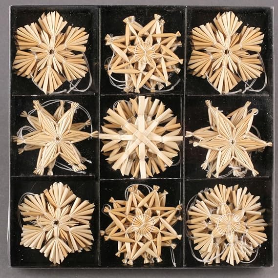 Annastore 27 Stück Stroh-Sterne zum Hängen 6 cm - Strohsterne Baumschmuck Weihnachten Weihnachtsdekoration