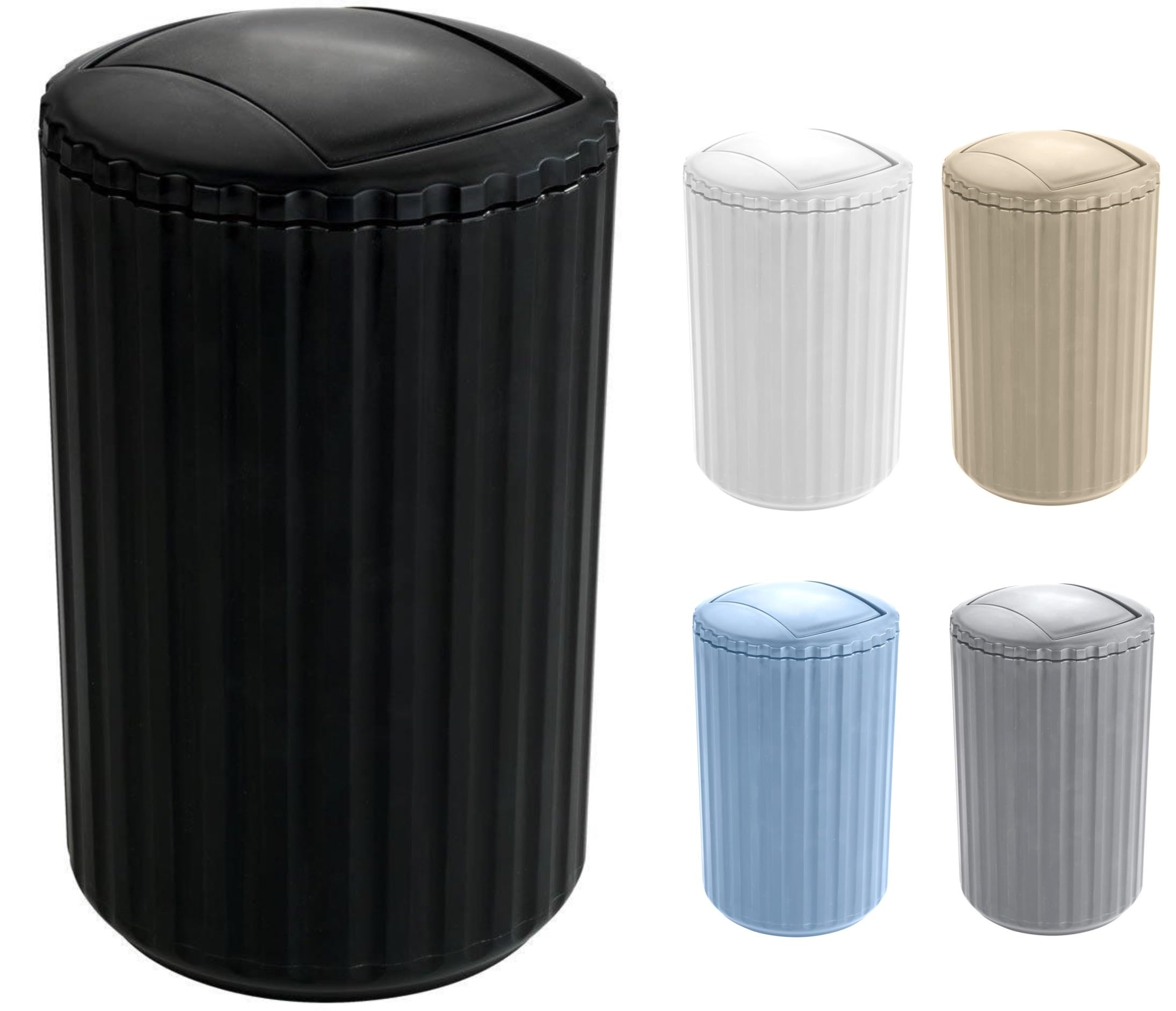 WK Alstar 3Ltr Compact Bathroom Bin/Small Swing Bin (Black)