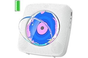 CD Player Portable Bluetooth Rechargeable: CD Players for Home with 1800mAh Kegaudio Desktop Wall CD Player with Speakers FM Radio USB Remote Control