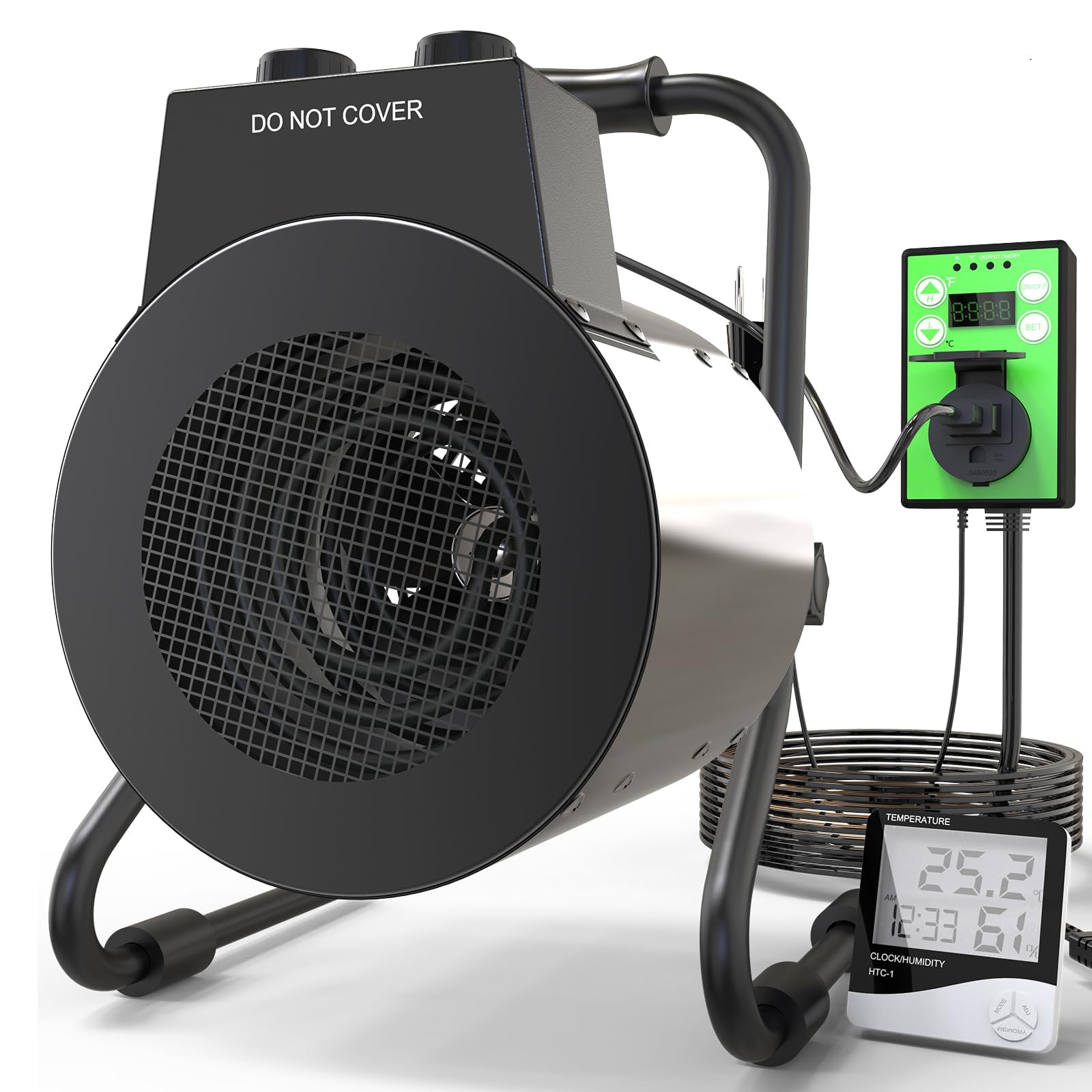 Photo 1 of AgiiMan 1500W Electric Patio Heater with Digital Thermostat & Overheat Protection - Portable Outdoor Space Heater with Adjustable Fan for Indoor/Outdoor Use
