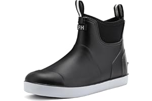 Homtechly Rain Boots for Men Waterproof Deck Boots Anti-Slip Rubber Boots Ankle Boots Mid Calf Durable Outdoor Work Shoes Gar