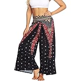Plustrong Womens Slit Wide Leg Pants Casual Hippie Beach Boho Pilate Flowy Palazzo Yoga Pants