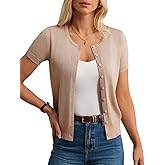 GRACE KARIN Short Sleeve Cardigans for Women, 2026 Summer Knitted Sweater Tops, Basic Crew Neck Crop Outfits
