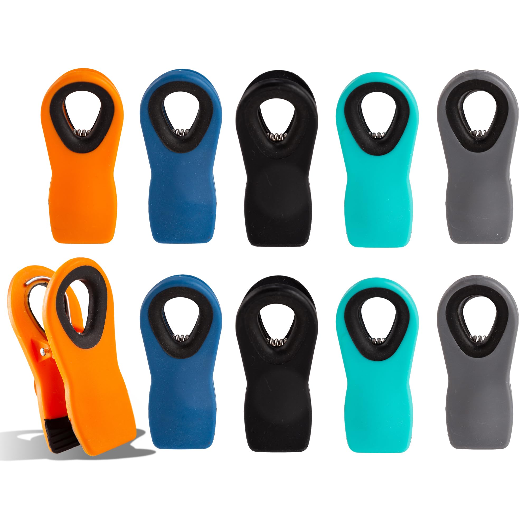 Chip Clips Bag Clips Magnetic Bread Bag Food Package with Silicone Textured Mouth (10pcs Colored)