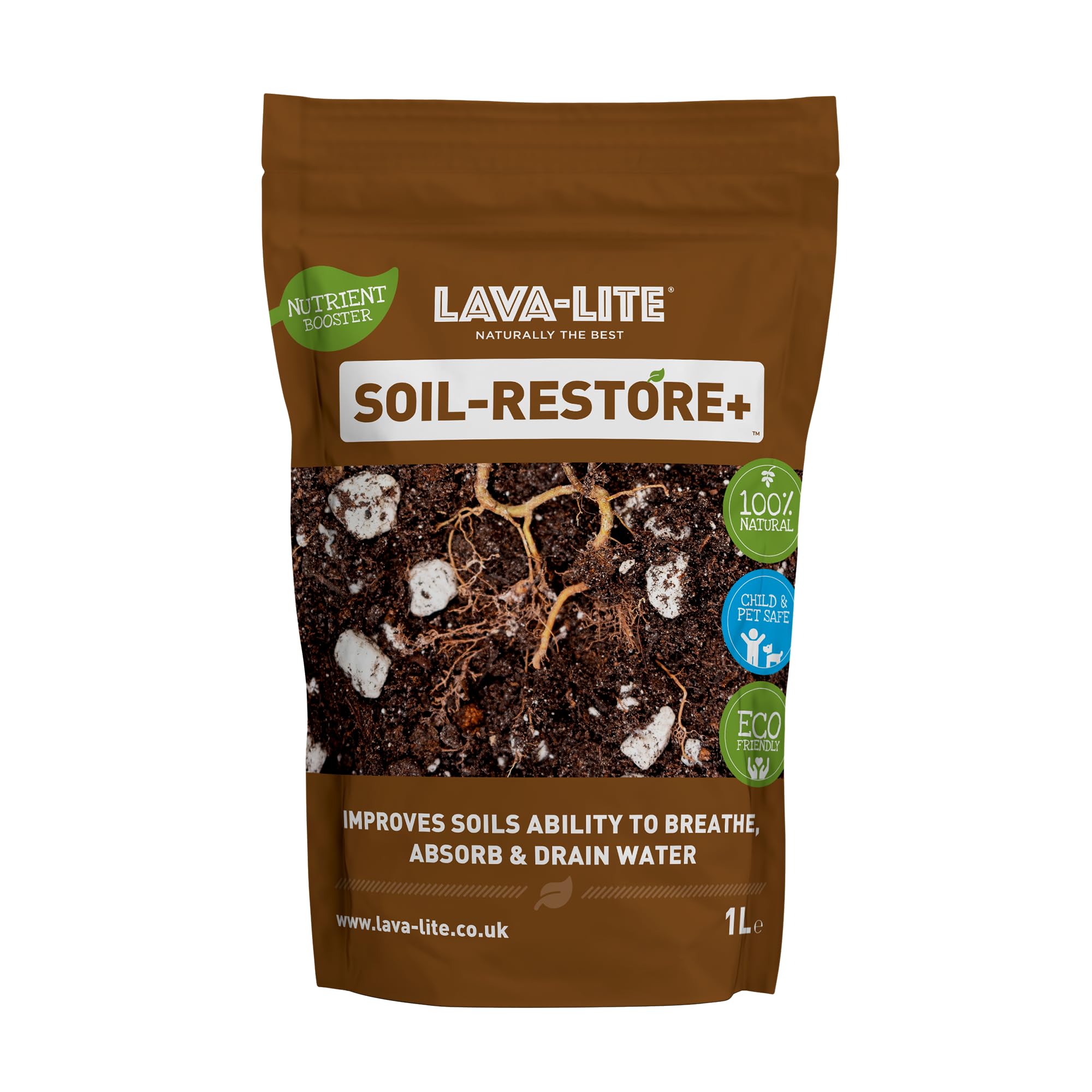 Lava-Lite Soil-Restore+ Soil Improver Natural Organic Perfect for Strong Healthy Garden Encourages Root Growth Experience the Lava-Lite Effect (1 Litres)