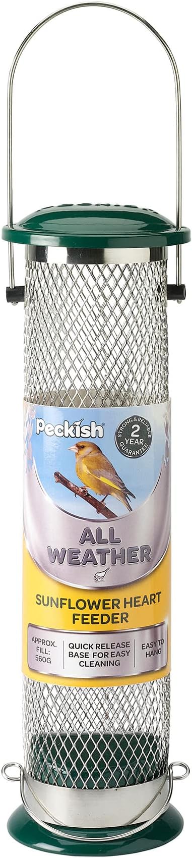 Peckish All Weather Sunflower Heart Metal Bird Feeder Large Blue Black