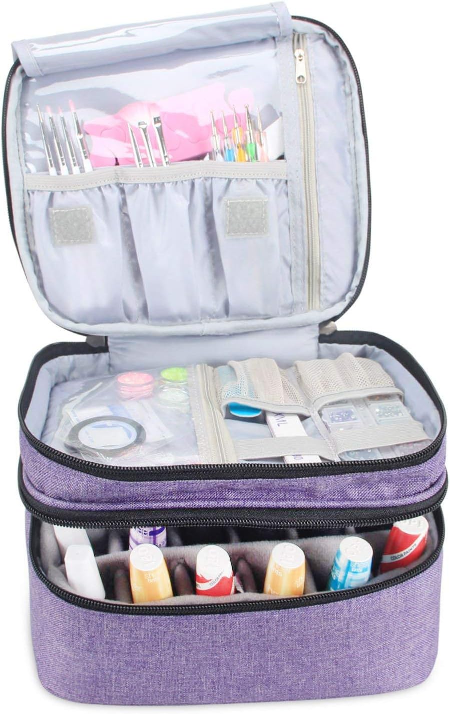 Luxja Nail Polish Storage Box, Nail Polish Storage Organizer, Purple, convient pour 30 bouteilles - Image 3