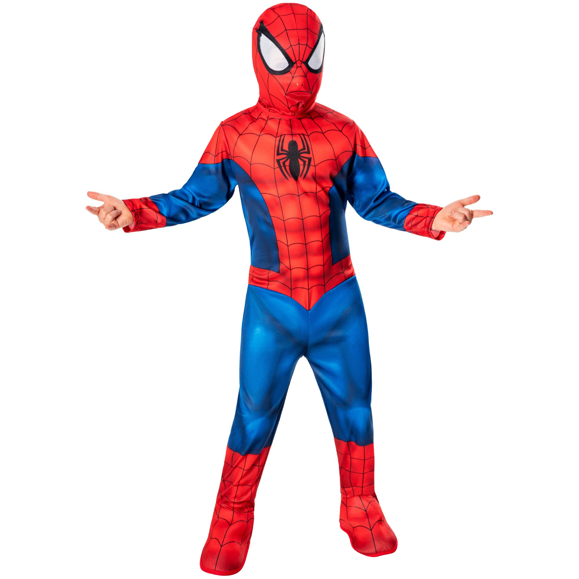 Rubies Official Marvel Spider-Man Flat Chest Classic Child Costume, Kids Superhero Fancy Dress, Age 5-6 Years Halloween