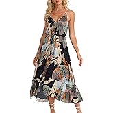 BROVAVE Women's 2026 Summer Casual Boho Sundress Polka Dot Spaghetti Strap V Neck Flowy Midi Dresses