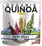 Happy Andes Tri-Color Organic Quinoa 3 lbs - Non Gluten, Whole Grain Quinoa - Ready to Cook Food for Oats and Seeds Recipes - Healthy Meal with Vitamins and Protein - Best Value