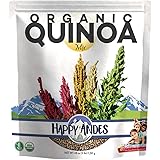 Happy Andes Tri-Color Organic Quinoa 3 lbs - Non Gluten, Whole Grain Quinoa - Ready to Cook Food for Oats and Seeds Recipes -