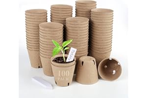 100PCS Peat Pots, 3.15Inch Seed Starting Pots with Drainage Holes Round Nursery Pot, Garden Germination Nursery Pot Bonus 20 
