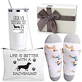 Dachshund Gifts For Women,20 OZ Wine Tumble Gifts for Dog Mom, Unique Gift Idea Basket Box with Novelty Socks for Veterinarian,Animal Rescue,Dog Lover Funny Gag Gift for New Puppy Baby Owners