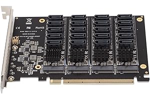 BTER PCIE X16 Expansion Card, 4 x 32Gbps Full Speed Signal SATA 3.0 DC Power Chip Stable Operation JMB585 Chip PCIE to SATA 6