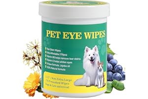 OPULA 170pcs Dog Eye Wipes, 3.15“/8CM Dog Tear Stain Remover Wipes, Pet Eye Wipes for Dogs and Cats, Remove Crust DischargeMucus Secretions, Dog Eye Wash Pads for White Dogs, Clean and Moisturize