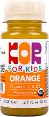 KOR Shots Kids Orange Organic Wellness Shot with Vitamin C and Probiotics- Single 1.7 Fl Oz - Kids Immunity Shot - USDA Certi