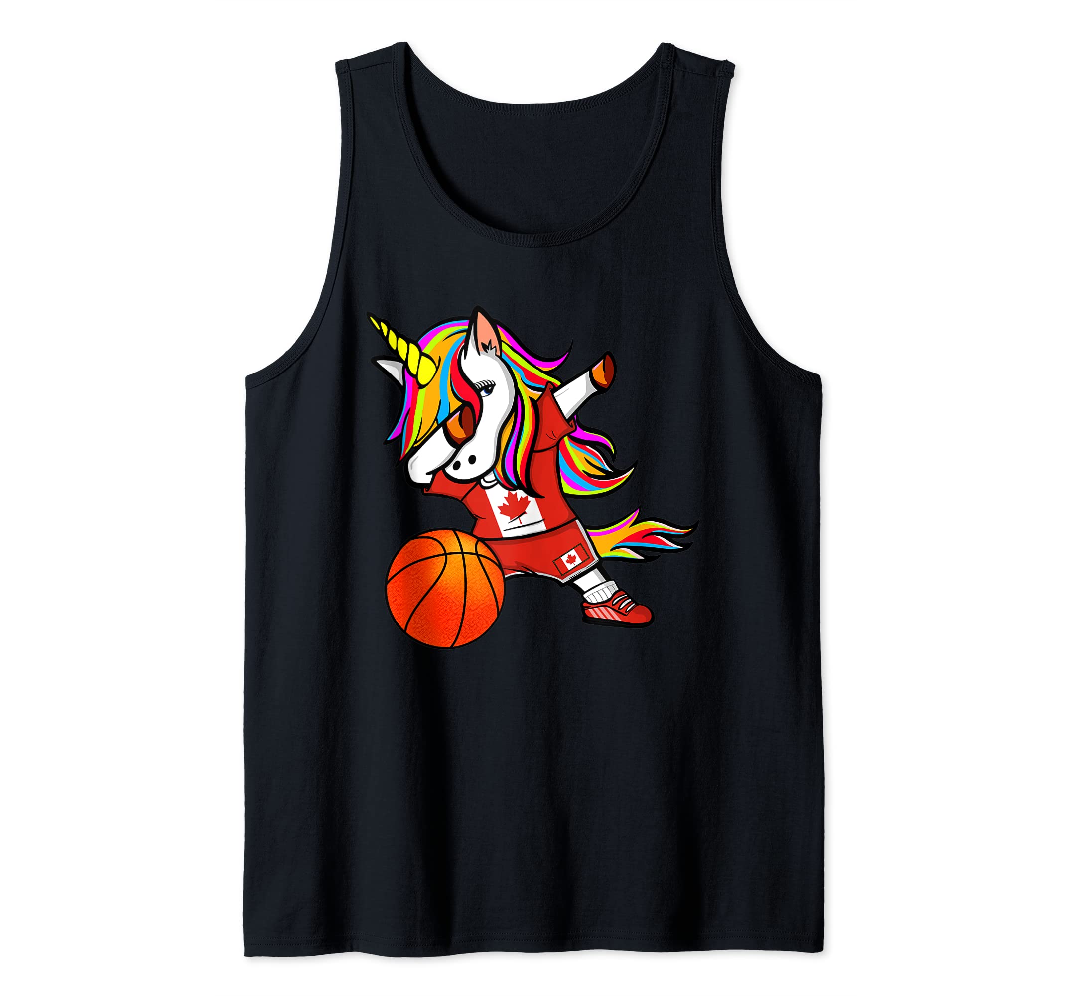 Funny Dabbing Unicorn Canada Basketball - Canadian Flag Tank Top