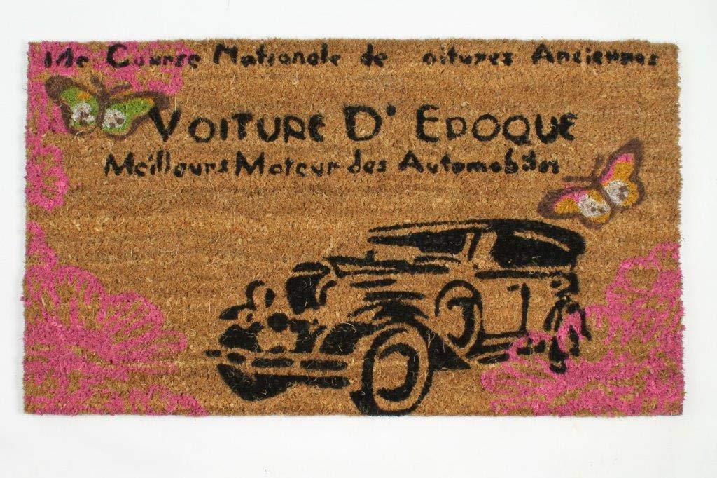 Decorative Coir Entrance Door Mat Voiture d' Epoque 70 cm x 40 cm