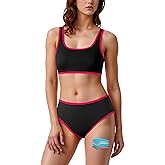 Beautikini Period Swimwear Sporty Two Piece Menstrual Swimsuits Leakproof Bikini Set Bathing Suits for Teen Girls Women