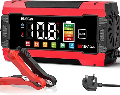 Husgw 10A 12V Smart Battery Charger Maintainer with Temperature Compensation