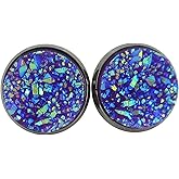 Summerfield Collection Hematite-tone Faux Druzy Stone Stud Earrings 12mm