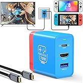 70W USB C Charger Dock for Nintendo Switch/OLED, Portable Travel TV Docking Station with 4K HDMI/USB3.0/PD Charging Port, Fast Charging Adapter with USB-C Cable for Laptop, Mobile Phone, Steam Deck