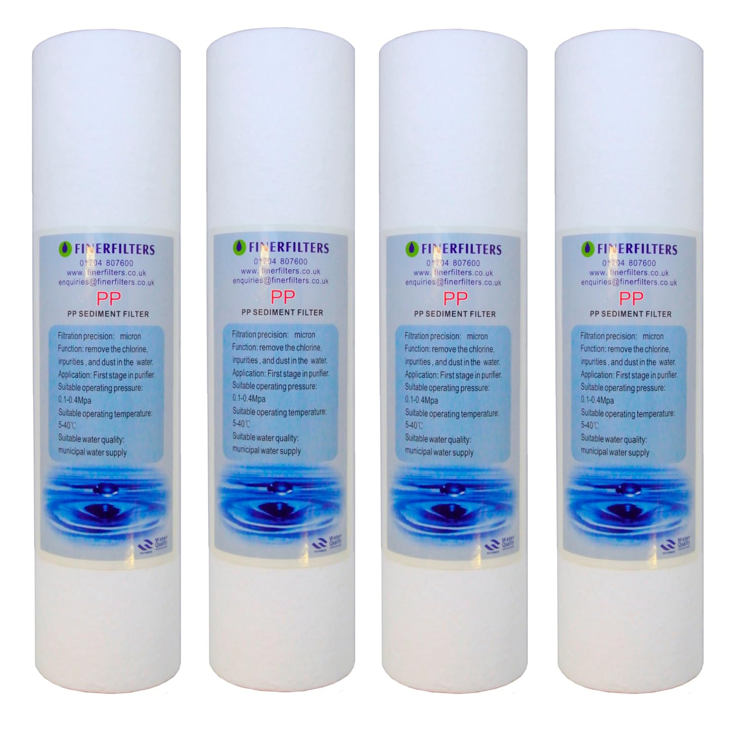 Finerfilters 10" Standard Sediment Filter 1 Micron 4 Pack