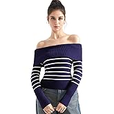 SUUKSESS Women Off Shoulder Sweaters Long Sleeve Ribbed Knit Going Out Fall Tops Blouse