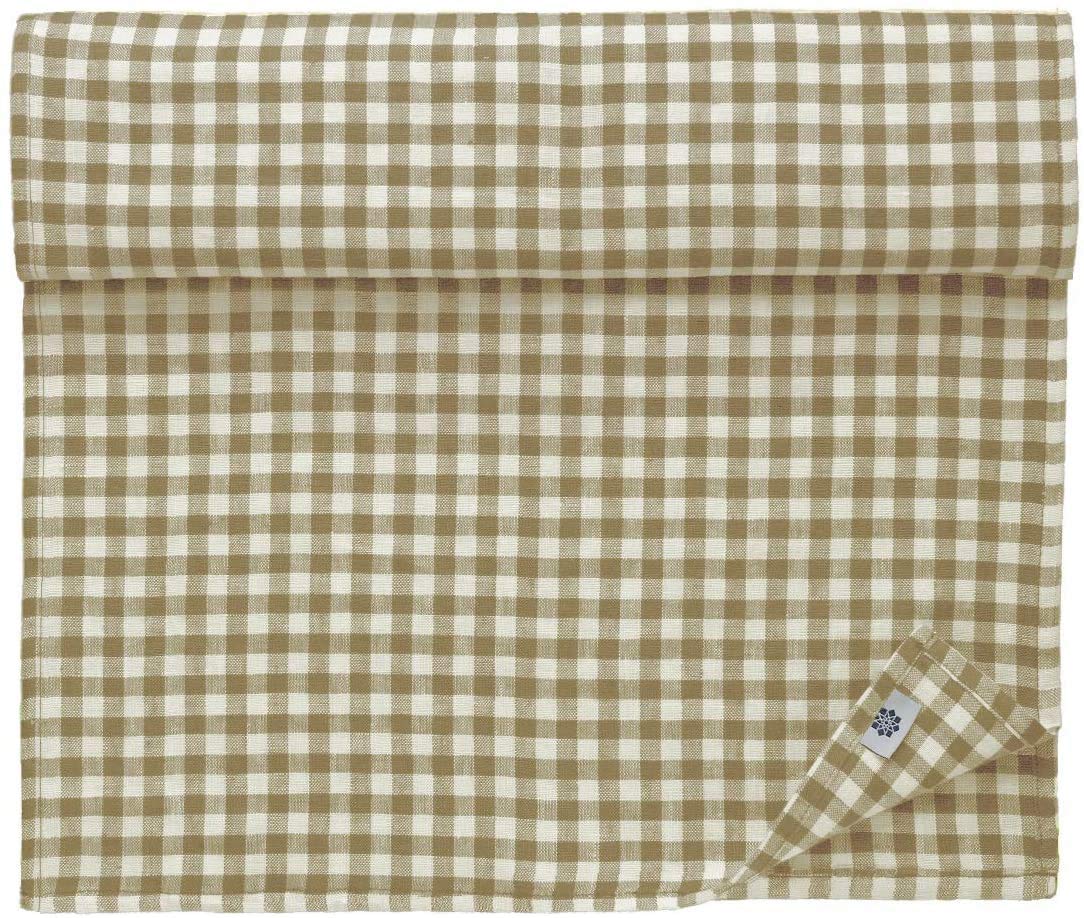 Linen & Cotton Rustic Table Runner Estella - 100% Linen, White Beige (40 x 150 cm) Rectangular Chequered Washable Table Runner Kitchen Linen Table Decoration for Home Country Cottage Spring Easter