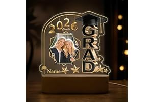 Personalized Graduation Night Light 2026, Custom Photo Light Up Acrylic Plaque Lamp for Women Men, 2026 Graduation Gifts, Col