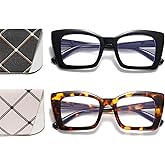 OWTXIS Oprah Style Square Reading Glasses for Women, Blue Light Blocking Oversized Readers with Spring Hinge