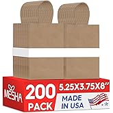 MESHA Kraft Gift Bags 200 Pack 5.25x3.75x8 Inch Small Brown Paper Bags with Handles Bulk for Small Business,Birthday,Party,Wedding,Retial,Shopping Bag (Made in USA)
