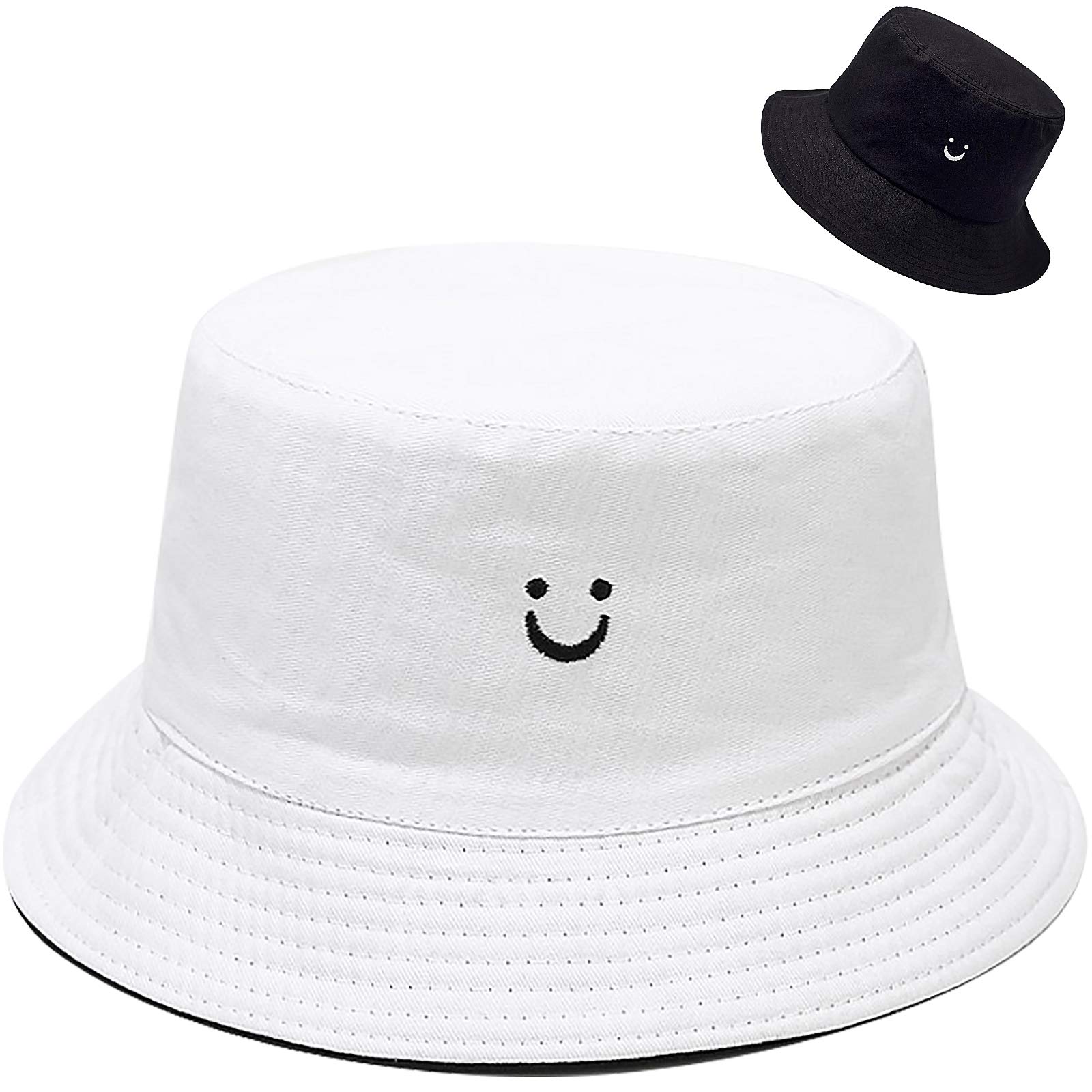Photo 1 of Malaxlx Black White Bucket Hat Beach Sun Hat Aesthetic Fishing Hat for Men Women Teens, Reversible Double-Side-Wear