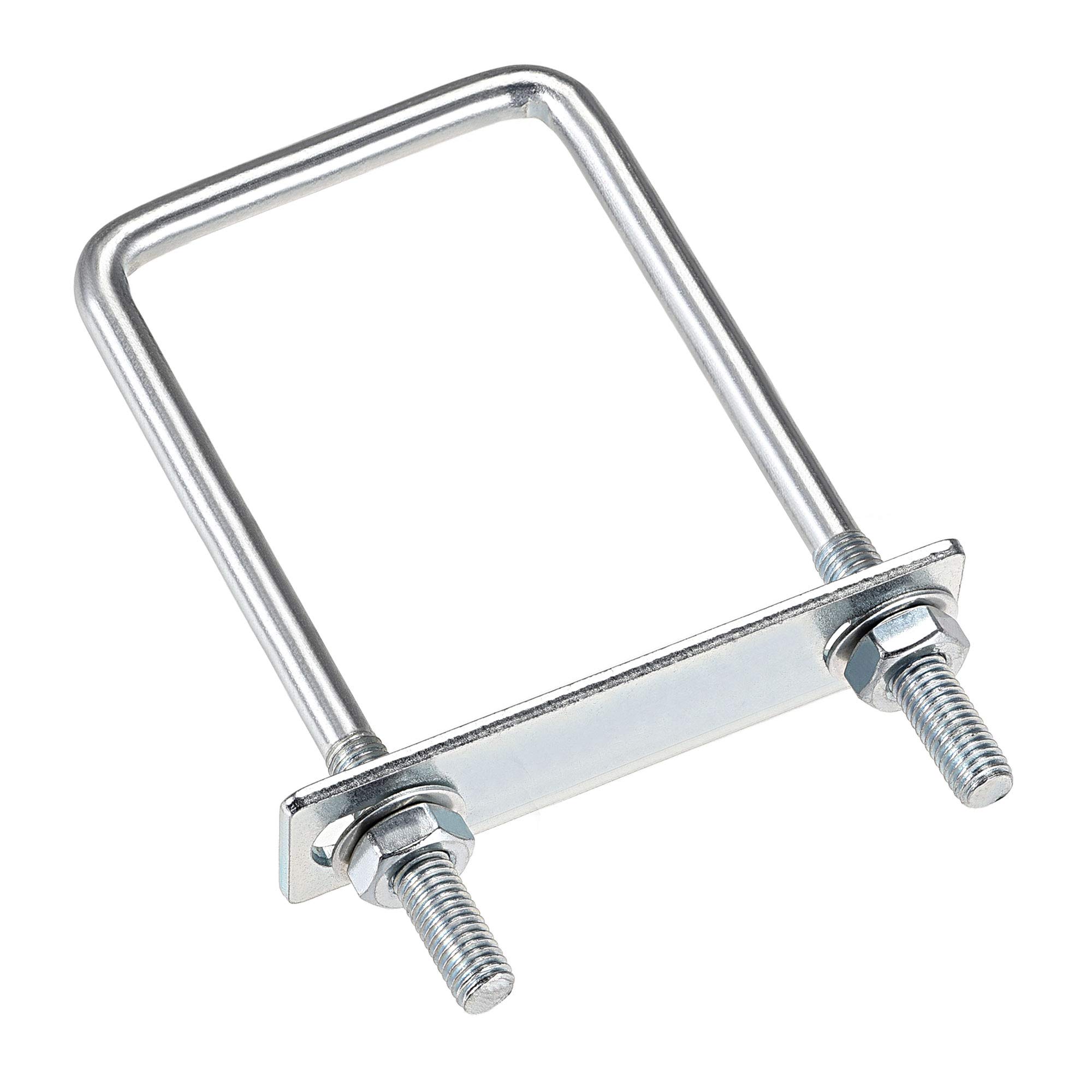 sourcing map Square U-Bolts 2-3/4"(70mm) Inner Width 160mm Length Carbon Steel M8 with Nuts, Frame Plate, Round Washers 1 Set