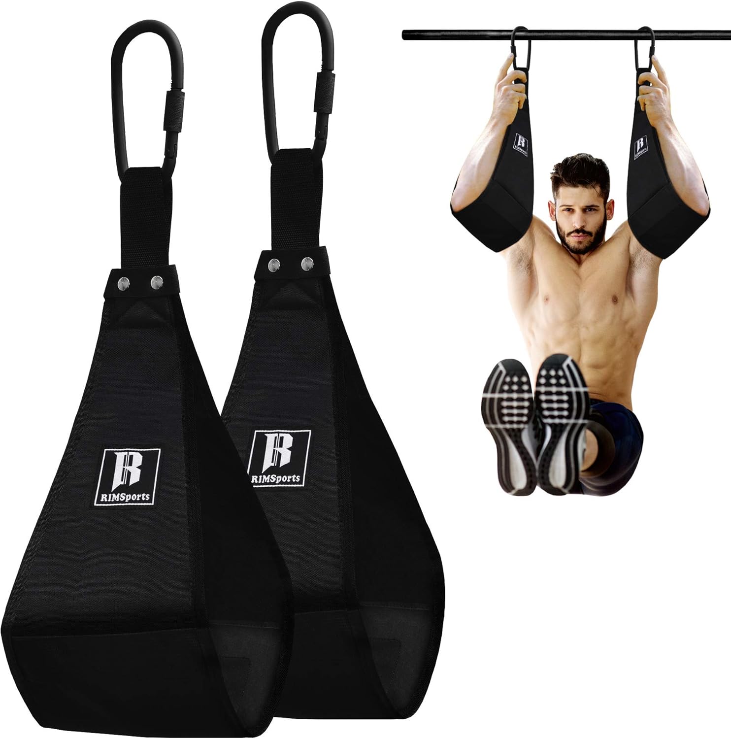 RIMSports Ab Straps for Core Workouts - Heavy Duty Padded Hanging Ab Straps for Pullup Bar - Premium Arm Straps for Ab Workout, Leg Raises, Pullups & Chin up - Exercise Straps with Steel Carabiners : Sports & Outdoors
