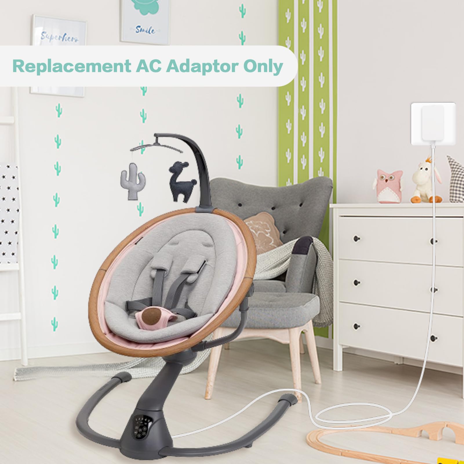 6V Cord for Baby Swing Compatible with Maxi COSI,Fisher Price,Ingenuity,Queerick,Harppa,Gopanda,Larex,Kidsview,Riviplou,Daming,Yhpoylp,Soobaby,Ixdregan,Bolilong,Dream On Me Swing Charger