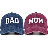 SaryHome Mom and Dad Hats New Parents Gifts for Couples, Embroidered Adjustable Baseball Caps Gift for New Mom Dad