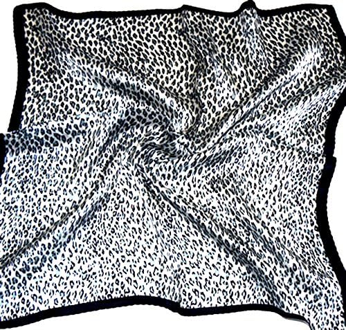 Leopard Black 100% Charmeuse Silk Scarf Bandana Headband By Silksalon A992