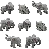 Pinenjoy 8Pcs Realistic Mini Elephant Figurines Small Resin Elephant | Miniature Animal Cake Toppers Statues for Home Office Car Interior Micro Landscape Zen Garden Decor