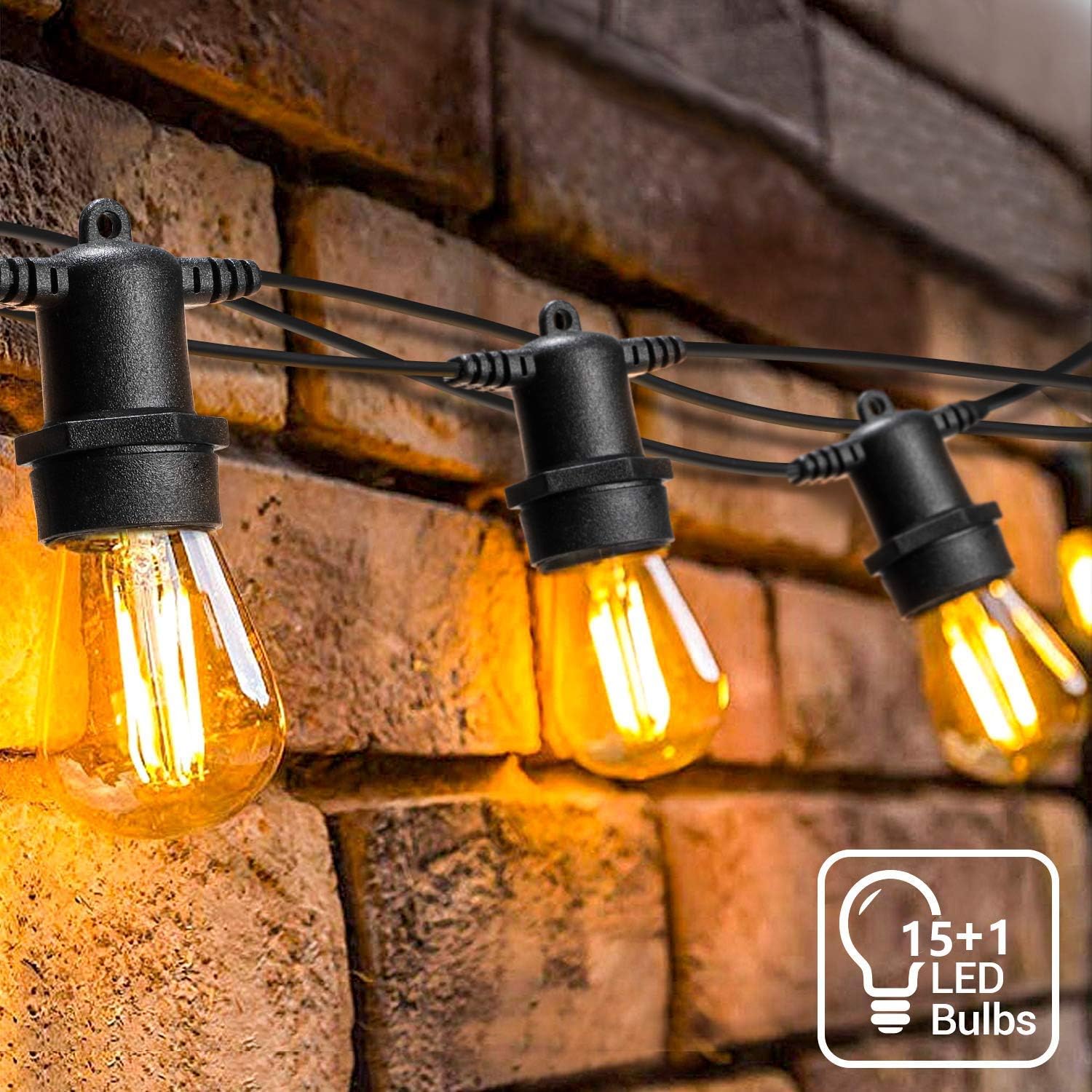 128ft Outdoor Led Garden String Lights Oxyled Ip65 Waterproof 40 Led Bulb String Indoor Outdoor Patio Lights 40x1w E27 Led Bulbs 2500k Lights For Home Garden Terrace Party Christmas Wedding Warmwhite