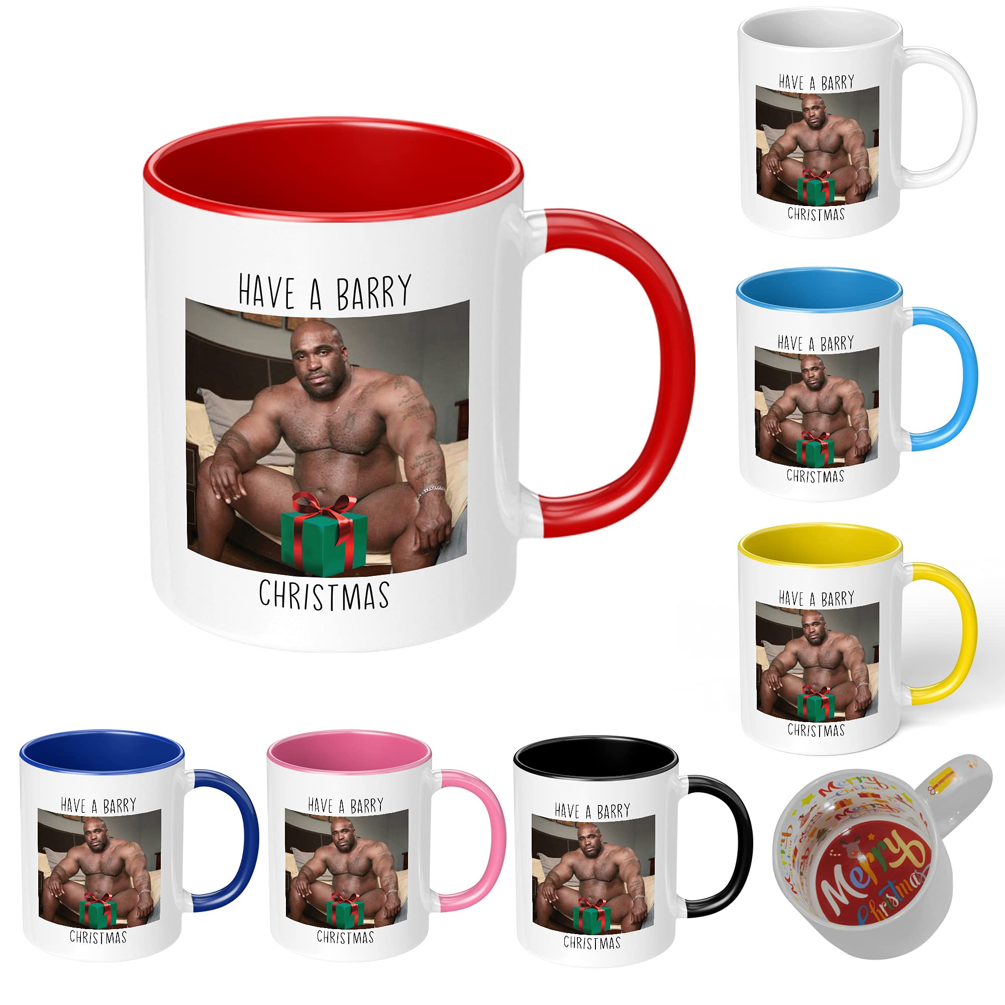 Print Maniacs Barry Wood Christmas Mug - Hilarious Secret Santa Gift for Women, Girls, Her - Tea Xmas Present with a Playful Adult Joke - Funny, Rude, and Naughty Stocking (Christmas Theme Fill)